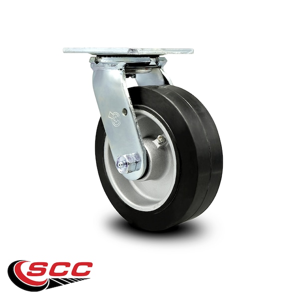 6 Inch Rubber On Aluminum Wheel Swivel Caster With Ball Bearing